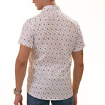 Short Sleeve Button Up Shirt // Sailor Print + White (5XL)