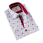 Short Sleeve Button Up Shirt // Sailor Print + White (5XL)