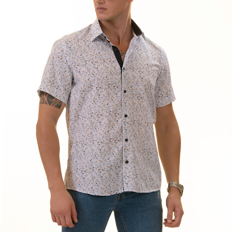 Short Sleeve Button Up Shirt // Blue Floral (S)