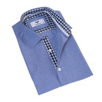 Short Sleeve Button Up Shirt // Blue Checkered (S)