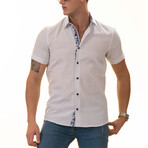 Short Sleeve Button Up Shirt // Blue + Navy + White (S)