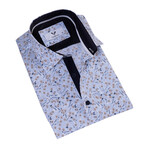 Short Sleeve Button Up Shirt // Blue + Navy + White (S)