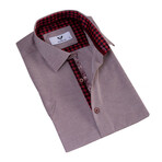 Short Sleeve Button Up Shirt // Brown + Red (3XL)