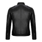 Quilted Shoulders Racer Jacket // Style 2// Black (S)