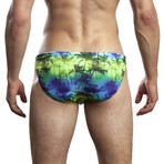 Blue Hawaiian Print Swim Brief // Blue (L)