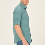 Jackson Button Up Shirt // Green + Dark Blue (Small)