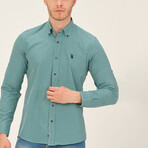 Jackson Button Up Shirt // Green + Dark Blue (Small)