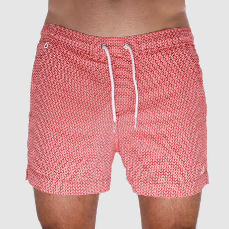 Mavericks 2-In-1 Swim Trunks With Compression Liner // Geometric Red (Large)