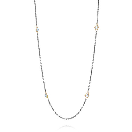 Amáli // 18k Yellow Gold + Sterling Silver Blue Topaz Necklace // 23" // Store Display