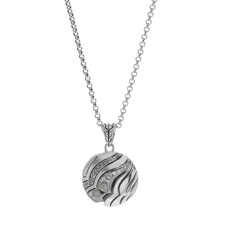 John Hardy Lahar Sterling Silver Gray + White Diamond Pendant Necklace // 18" // Store Display