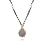 Amáli // 18K Yellow Gold + Sterling Silver Australian Opal Doublet Pendant Necklace // 16"-18" // Store Display