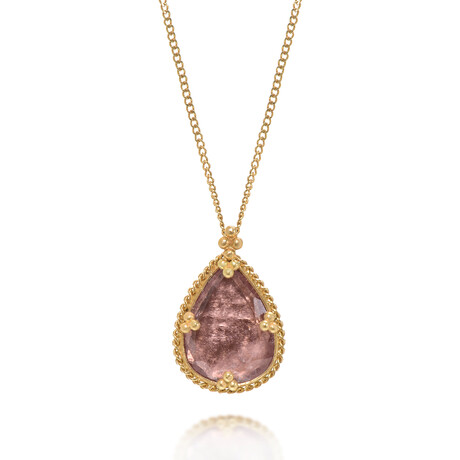 Amáli // 18K Yellow Gold Tourmaline Pendant Necklace // 16"-18" // Store Display