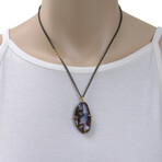Amáli // 18K Yellow Gold + Sterling Silver Diamond + Boulder Opal Pendant Necklace // 16"-18" // Store Display