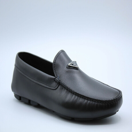 Leather Logo Loafer // Black + Silver (Euro: 39)