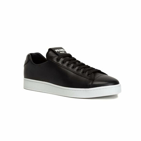 Street Style Leather Logo Sneakers // Black + White (Euro: 39)