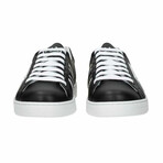 Triangle Logo Leather Sneaker // Black + White (Euro: 39)