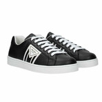 Triangle Logo Leather Sneaker // Black + White (Euro: 39)