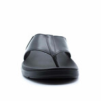 Street Style Leather Logo Slipper // Black (Euro: 39)