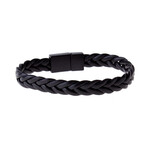 Knit Soft Leather Bracelet // Black