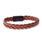 Knit Soft Leather Bracelet // Tan