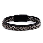 Double Straw Knitted + Leather Rope Bracelet