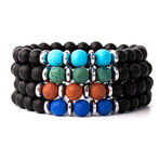 Lava + Stone + Onyx + Hematite Bracelet Set // 8mm // Set of 4