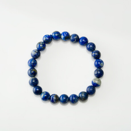 Lapis Lazuli Beaded Elastic Bracelet // 15mm