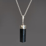 Black Tourmaline Pendant (6-9 grams) // 18" Sterling Silver Chain