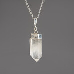 Clear Quartz Crystal Pendant (3-5 grams) // 18" Sterling Silver Chain