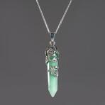 Green Aventurine Point in Sterling Silver Pendant // 18" Sterling Silver Chain