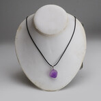 Chevron Amethyst Heart Pendant on Black Cord