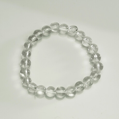 Clear Quartz Beaded Stretch Bracelet // 10mm