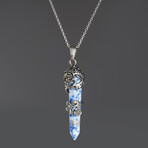Blue Quartz Point in Sterling Silver Pendant // 18" Sterling Silver Chain