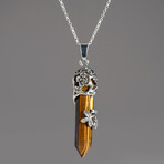 Tiger's Eye Point in Sterling Silver Pendant // 18" Sterling Silver Chain