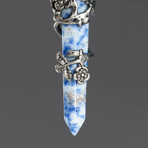 Blue Quartz Point in Sterling Silver Pendant // 18" Sterling Silver Chain