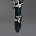 Black Tourmaline Point in Sterling Silver Pendant // 18" Sterling Silver Chain