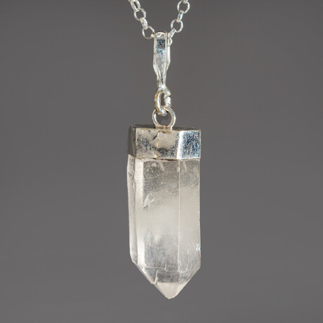 Clear Quartz Crystal Pendant (3-5 grams) // 18" Sterling Silver Chain