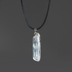 Clear Quartz Crystal Pendant on Black Cord