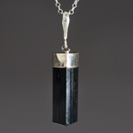 Black Tourmaline Pendant (6-9 grams) // 18" Sterling Silver Chain