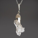 Double Terminated Clear Quartz Crystal Pendant // 18" Sterling Silver Chain