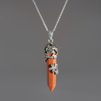 Goldstone Point in Sterling Silver Pendant // 18" Sterling Silver Chain