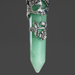 Green Aventurine Point in Sterling Silver Pendant // 18" Sterling Silver Chain