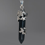Black Tourmaline Point in Sterling Silver Pendant // 18" Sterling Silver Chain