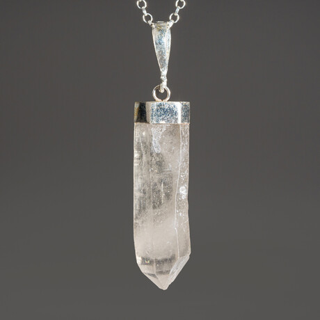 Clear Quartz Crystal Pendant (6-9 grams) // 18" Sterling Silver Chain