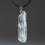 Clear Quartz Crystal Pendant on Black Cord