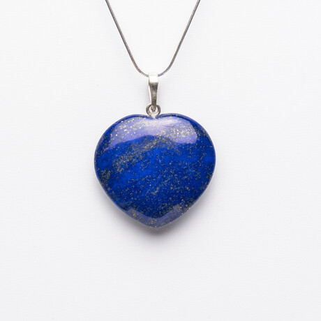 Lapis Lazuli Heart on Sterling Silver Pendant 11g // 18" Sterling Silver Chain
