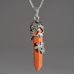 Goldstone Point in Sterling Silver Pendant // 18" Sterling Silver Chain