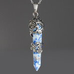 Blue Quartz Point in Sterling Silver Pendant // 18" Sterling Silver Chain