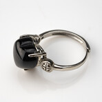 Heart Shaped Rainbow Obsidian // Adjustable Ring in Sterling Silver