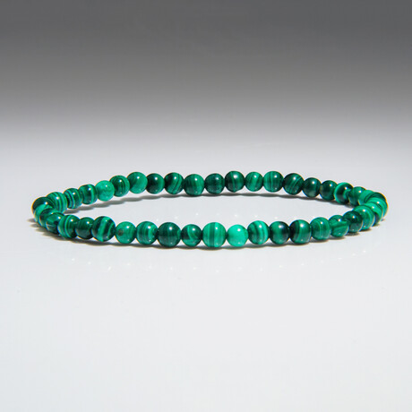 Malachite Beaded Stretch Bracelet // 4mm